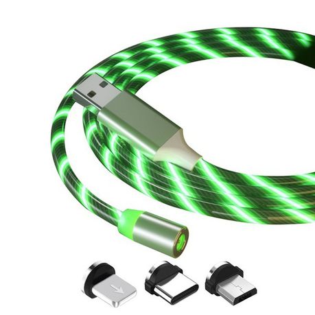 Cell Phone Charging Cable USB 3 IN 1 Glow-in-the-dark - Green Buy Online in Zimbabwe thedailysale.shop