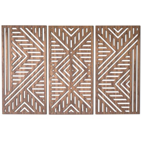 db Creative - Large Geo Wood Wall art décor set of 3 panels Buy Online in Zimbabwe thedailysale.shop