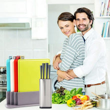 Load image into Gallery viewer, Index Chopping Board &amp; Kitchen Knife Set With Sharpener
