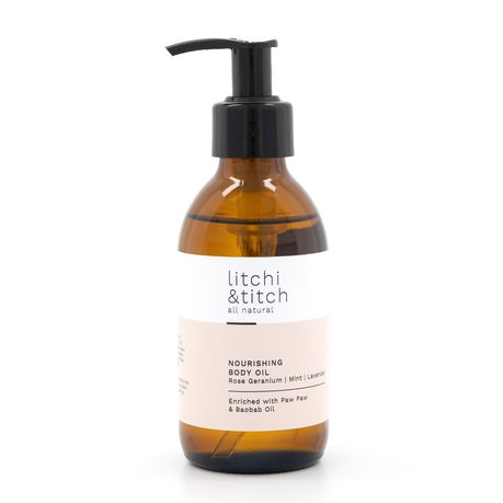 Litchi & Titch Rose Geranium, Lavender & Mint Body Oil (200ml) Buy Online in Zimbabwe thedailysale.shop