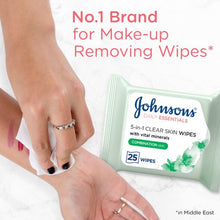 Load image into Gallery viewer, Johnson&#39;s Facial Wipes, Daily Essentials,Combination Skin, 25 pcs
