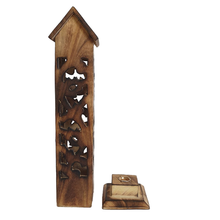 Load image into Gallery viewer, Handmade Wooden incense sticks &amp; Incense Cone Burner Tower - House
