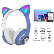 Load image into Gallery viewer, Techme VZV-23M Cat Ear LED Wireless Bluetooth Headphone - Blue
