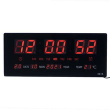 Load image into Gallery viewer, Digital LED Wall Clock - Calendar and Temperature
