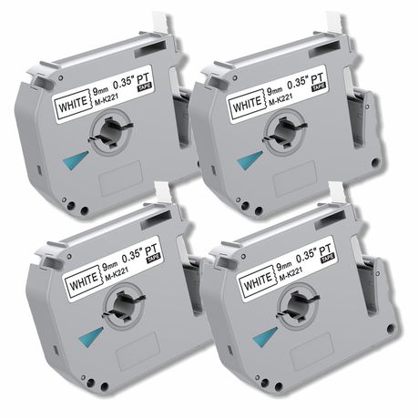 PUTY Compatible Brother TT4-MK221 Black on White 9mm Tape 4-Pack