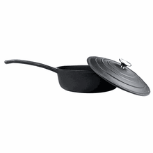 Load image into Gallery viewer, Chef Matt Black Cookware - Cast Iron 24cm Sauce Pan &amp; Lid

