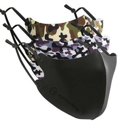 Sophie Moda- Ice Cooling Microfiber Washable 3D Camo Adjustable Mask 3-Pieces