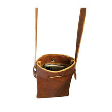 Load image into Gallery viewer, MIRELLE Girl On The Go” Crossbody - Leather Cellphone Bag - Pecan Brown
