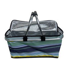 Load image into Gallery viewer, Foldable Stripe Picnic Basket with Heat Insulation
