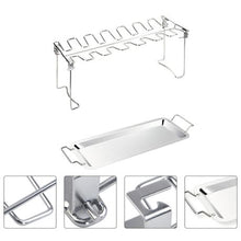 Load image into Gallery viewer, Stainless Steel Chicken Wing Leg Rack Grill Holder with Drip Pan for BBQ
