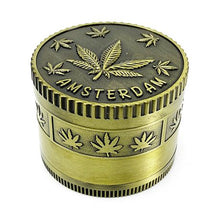 Load image into Gallery viewer, Three-Chamber Herb Grinder Amsterdam Cannabis Leaf — Gold
