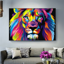 Load image into Gallery viewer, Canvas Art: Modern Abstract Paint - Colorful Lion
