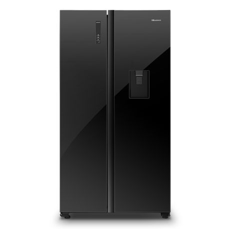 Hisense 514L No Frost Side by Side Fridge with Water Dispenser-Black Glass