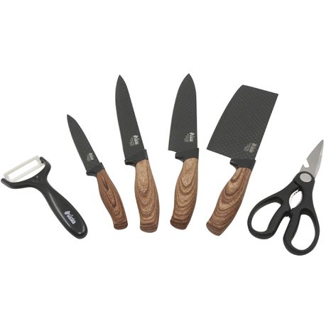 Soul Kitchen 6 Piece Non-Stick Ergonomic Wood Design Knife Set Buy Online in Zimbabwe thedailysale.shop