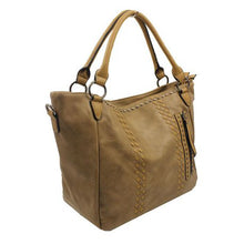 Load image into Gallery viewer, Blackcherry Studded Double Compartment Tote-Tan
