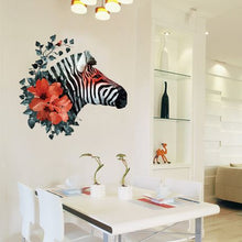 Load image into Gallery viewer, Floral Zebra Head Art Sticker for Wall Decoration
