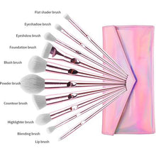 Load image into Gallery viewer, 10 Piece Professional Makeup Brush Cosmetic Set with Carry Bag - Rose Gold
