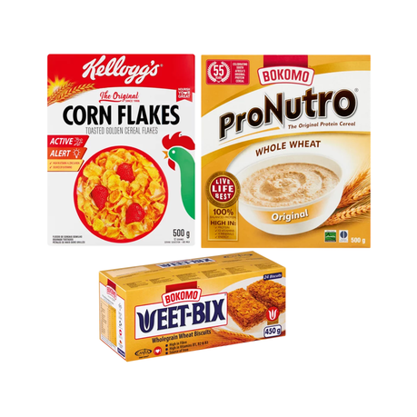 Breakfast Combo Cereals (Corn Flakes, Weet-Bix, and ProNutro)