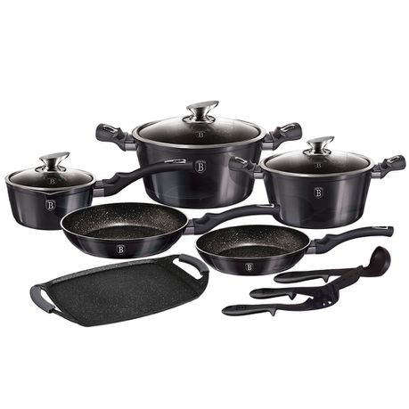 Berlinger Haus 14 Piece Non-Stick Marble Coating Cookware Set - Carbon Pro Buy Online in Zimbabwe thedailysale.shop