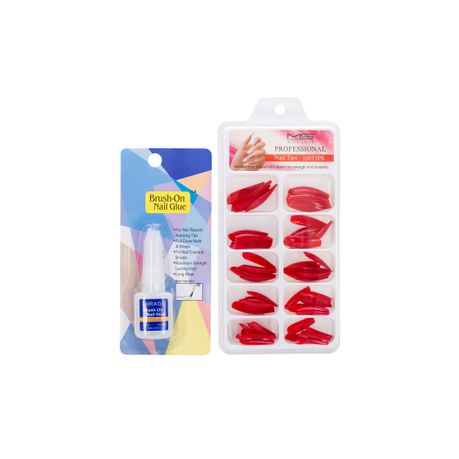 Red - False Nails/Tips -100 Pieces & Nail Glue Included Buy Online in Zimbabwe thedailysale.shop