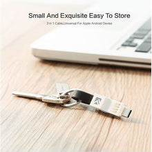 Load image into Gallery viewer, Portable Mini 3 in 1 USB Magnetic Keychain Data Charger Cable - Black
