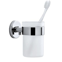 Load image into Gallery viewer, Blomus Toothbrush Glass Wall-Mounted with Stainless-Steel Holder AREO
