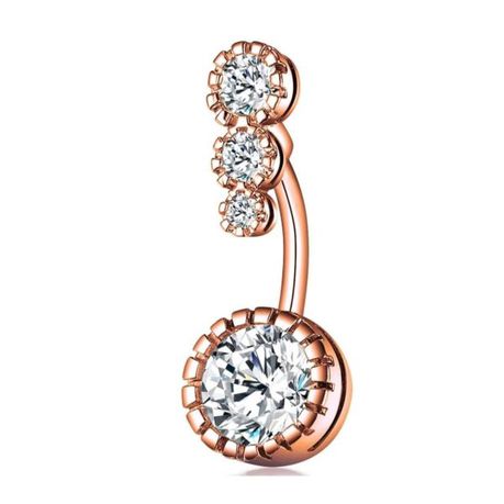 YALLI Sliver Crystal Belly Ring Piercing- Rose Gold Buy Online in Zimbabwe thedailysale.shop