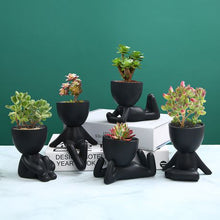 Load image into Gallery viewer, Pot Plant for Succulent Poses 2 Set Black
