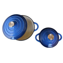 Load image into Gallery viewer, LMA Branded 7 Piece Cast Iron Cookware Set &amp; Two Piece Utensil Set - Blue

