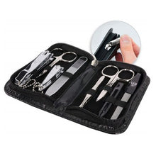 Load image into Gallery viewer, Kellermann Manicure Set Faux Leather Extra-Fine Black 5213 F N 8 Piece
