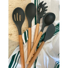 Load image into Gallery viewer, Kitchen Kult 5 Piece Bamboo &amp; Silicone Cooking Tools
