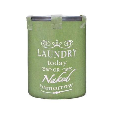 Large Collapsible Easy Storage Laundry Basket With Draw String - Green
