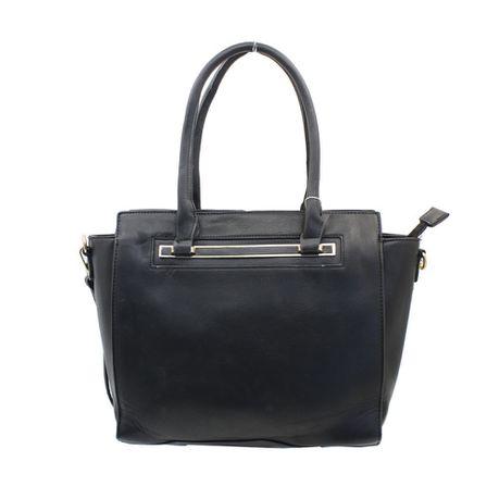 Blackcherry Gold Tab Trapeze Tote-Black Buy Online in Zimbabwe thedailysale.shop