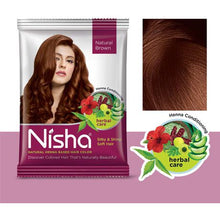 Load image into Gallery viewer, 20 sachets Nisha Henna Based Natura Hair Color 15g Each No Ammonia Brown
