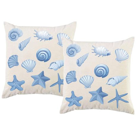 PepperSt - Scatter Cushion Cover Set - Sea Shells Blue