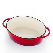 Load image into Gallery viewer, Capri 33cm Enamel Coated Red Cast Iron Oval Casserole (Non-Stick)
