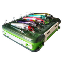 Load image into Gallery viewer, ILURE Reversible 10 Space Tackle Box - Includes 5 Floating Minnow Lures
