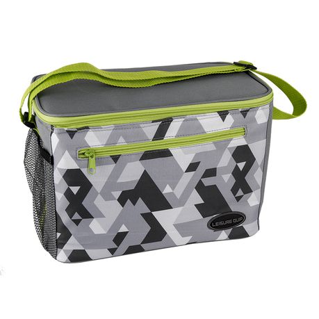 14 Can Leisure Quip Soft Cooler Bag Grey Geometric with Lime Green Edging Buy Online in Zimbabwe thedailysale.shop
