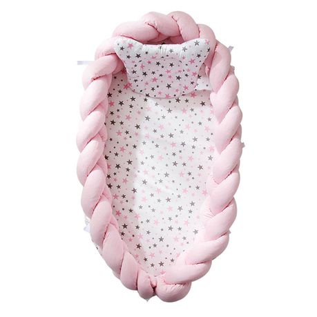 Multifunctional Baby Double Braided Bumper Cot Mattress Nest Bed - Pink Buy Online in Zimbabwe thedailysale.shop