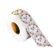 Load image into Gallery viewer, Thank you decorative sticker roll- 500 stickers (wreath design)
