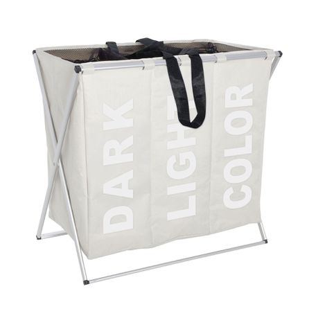 Wenko - 3-Section Laundry Bin - 43L - Trio Range - Beige