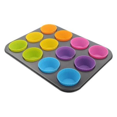 Nonstick 12 Muffin Pan with Silicone Cups