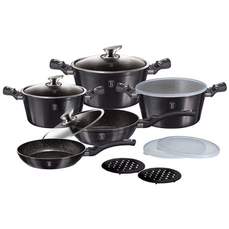 Berlinger Haus 13-Piece Marble Coating Smart Lid Cookware Set - Carbon Pro Buy Online in Zimbabwe thedailysale.shop
