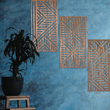 Load image into Gallery viewer, db Creative - Large Geo Wood Wall art décor set of 3 panels
