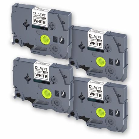 PUTY Compatible Brother TT4-TZ231 Black on White Tape 12mm 4-Pack