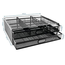 Load image into Gallery viewer, SDS M720 Wire Mesh Monitor Stand With 2 Drawers - Desktop Organizer Black
