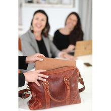 Load image into Gallery viewer, Minx - Genuine Buffalo Leather Santorini Laptop Bag Brown 16
