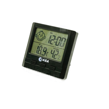 Digital Indoor Thermometer Temperature Humidity Clock Black