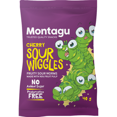 Montagu Sour Wiggles Sour Worms Cherry 10x 40g Box Buy Online in Zimbabwe thedailysale.shop