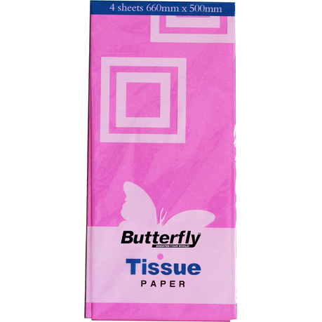 Butterfly Tissue Paper 4 Sheets - Pink (Pack Of 12) Buy Online in Zimbabwe thedailysale.shop
